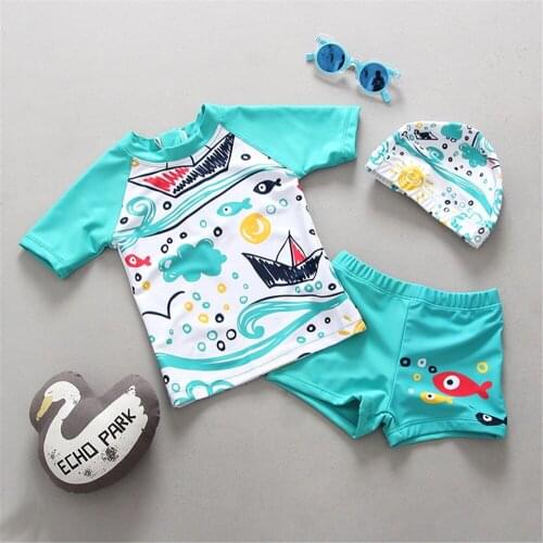 UV Swimsuit For Children Boy Swim Lessons Swimsuits Two Pieces 2020 Rash Guards Printed Baby Toddler Boys Swimwear Bathing Suits