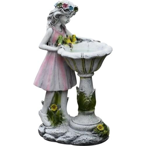 Resin Angel Figure Sculpture Ornaments Home Garden Decoration Flower Fairy Girl Solar Lamp Waterproof Courtyard Micro Landscape