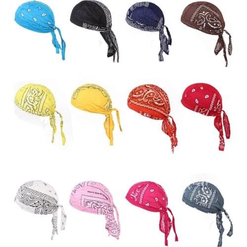 Cycling Bandana Skull Cap Beanie Lightweight Adjustable Cotton Biker Hat Hood Headband Headscarf Outdoor Sports Head Wraps
