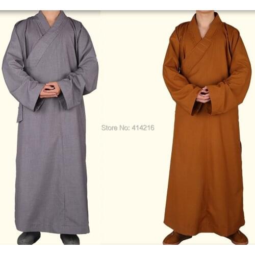 Spring&Autumn Buddhist monks Shaolin temple costumes clothes clothing Haiqing robesGown unisex martial arts suits gray/yellow