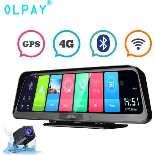 OLPAY 10" IPS 4G Car Dashboard Camera GPS Android 8.1 Navigation ADAS 2G RAM 32G ROM FHD 1080P Dual Lens Car Video Recorder DVR