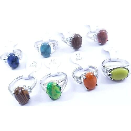MixMax 10 Pieces Womens Rings Fashion Jewelry Lovely Romantic Party Gifts Variety of Styles Mix Colors Hand Inlaid Stones