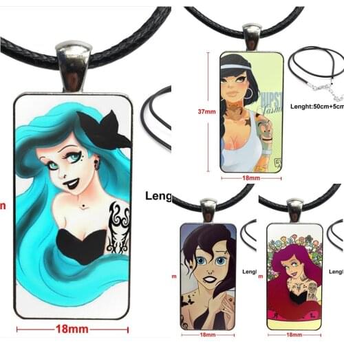 Punk For Women Kids Gift Fashion Glass Cabochon Necklace With Women Statement Pendant Rectangle Necklaces Jewelry