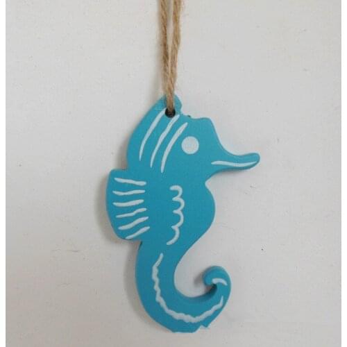 1PC Mediterranean Style Wood Seahorse Miniature Dollhouse Lovely Seahorse Decor Pop Hanging Decoration MP 012