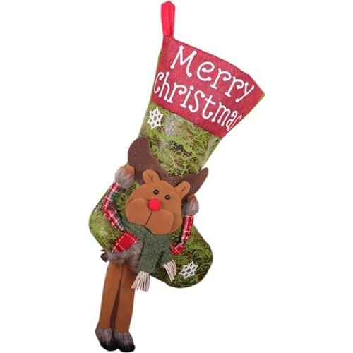 1pc Christmas Stocking Large Handmade Xmas Hanging Stocking Holiday Hanging Sock Party Supplies For Christmas Home Decor