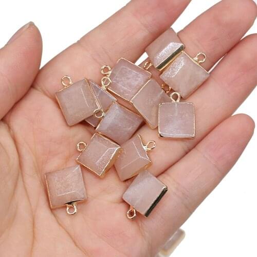 2Pcs Square Red Aventurine Section Pendant Charms For DIY Necklace Handiwork Sewing Craft Jewelry Accessory Making
