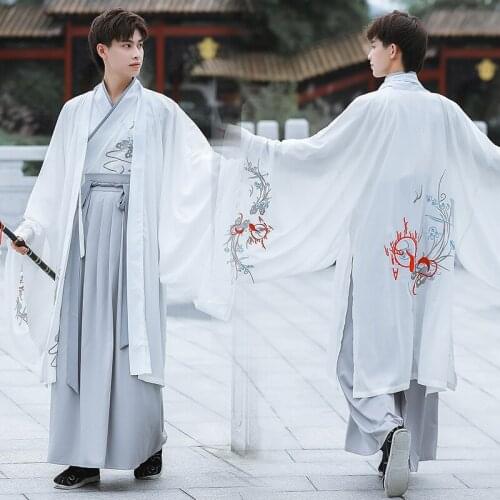 2021 chinese hanfu men ancient traditional embroidery cosplay costume vintage hanfu swordsman costume vintage men hanfu sets