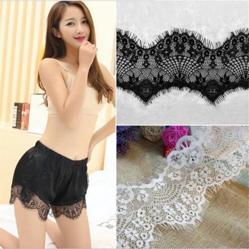 30Yards Beautiful Black, ivory Scallop Flower Eyelash Lace Trim Fringe Embellishment Crafts