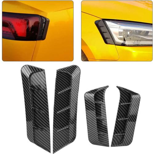 4pcs Carbon Fiber Style Headlight Vent Eyebrow Headlamp Taillght Cover Trim Fits for Audi A5 B9 2017 2018 2019 Car Accessories