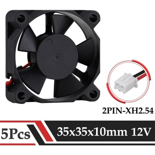 5Pcs Gdstime 35mm Cooling Fan DC 12V 35x35x10mm Mini Axial Laptop Cooler Fan 3510 3.5cm Micro Brushless Car Light Radiator