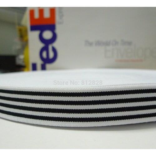 50 Yards 1" 25mm Black White Stripes Underwear Elastic Webbing