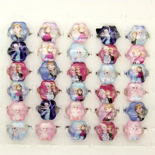 12pc/lot Disney Frozen Princess Elsa Anna Acrylic Kids Finger Rings Party Costume Birthday Party Favors Gifts Party Supplies