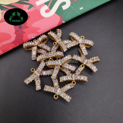 Bow Zircon Charms 20pcs Gold or Silver Plated Zircon Accessories for DIY Jewelry Making fashion Bowknot Zircons Embellishments
