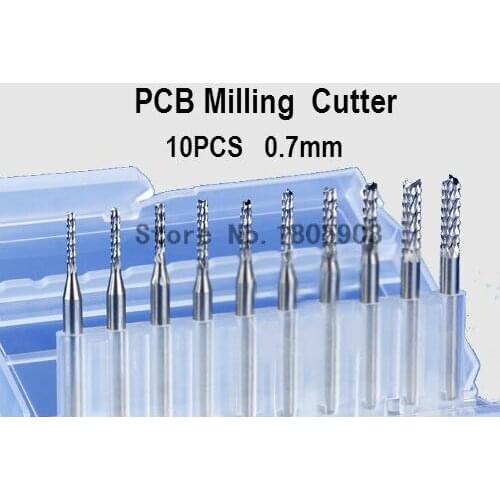 Free Shipping 10pcs 3.175*0.7mm Carbide End Milling Engraving Edge Cutter Drill Router Bits for CNC/PCB Machine Woodworking