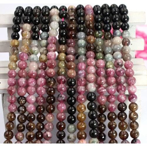 Free Shipping 6 7 8mm Round Natural Gems Stone Mixed Muliticolor Tourmaline Spacer Beads 15inch