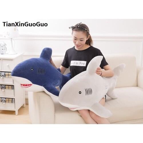 Large 80cm cartoon shark plush toy soft doll throw pillow birthday gift b2087