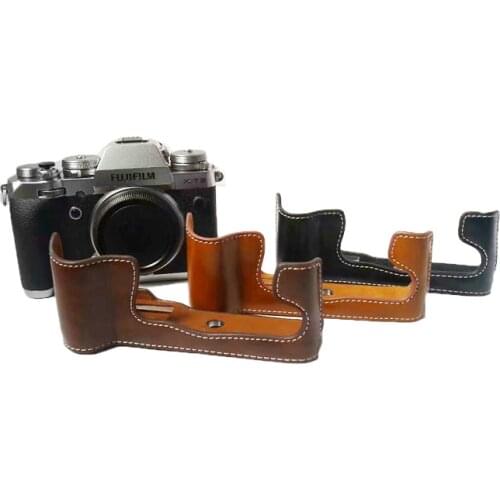 Professional PU Leather Camera Case Half Body Cover For Fujifilm XT3 FUJI X-T3 Bottom Camera Bag