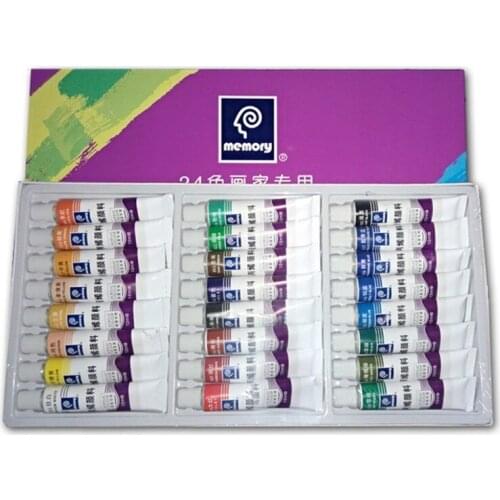 24 Colors 12ML Tube Acrylic Paint set color Nail glass Art Painting paint for fabric Drawing Tools For Kids DIY Water-resistant