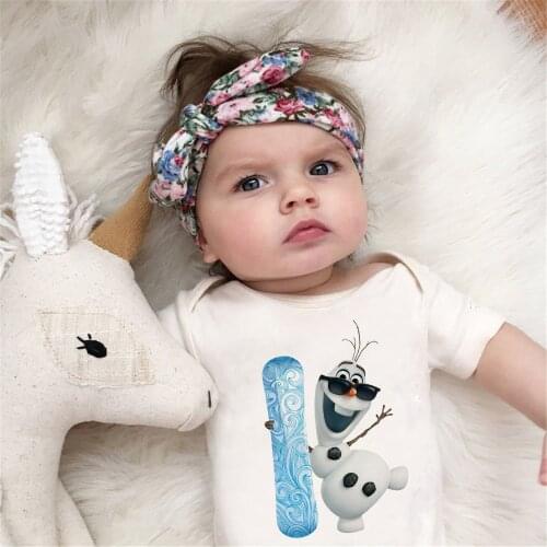 Baby Clothes Bodysuit Sweatshirt Happy Olaf Printed Cartoon Disney Newborn Infant Toddler Shor Sleeve Girls Boys Onesie