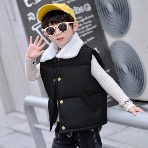 Kids Down Cotton Vest Baby Plus Velvet Thickened Girls Baby Wear Waistcoat To Protect Warm Childrens Vest Autumn Winter Models