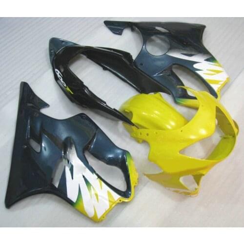 For H CBR600 F4 99 00 CBR600F4 1999 2000 F4 CBR600 Yellow black ABS Motorcycle Fairing Kit injection molding