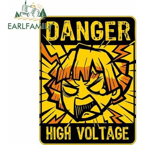 EARLFAMILY 13cm x 9.8cm for Zenitsu High Voltage Vinyl Car Stickers Helmet Graffiti Sticker Snowboard Camper Window Trunk Decal
