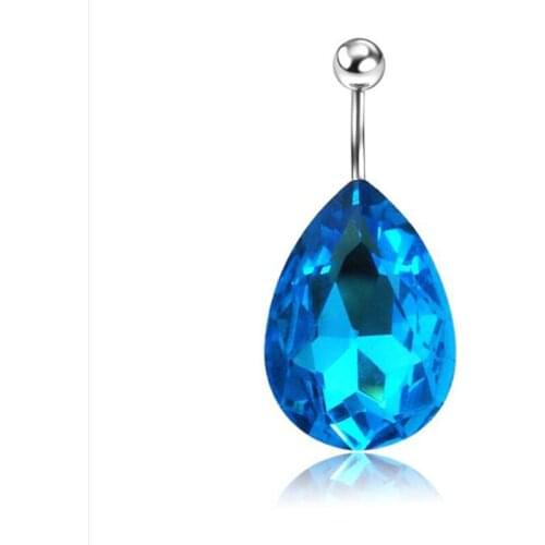 New fashion blue crystal jewelry umbilical l belly white enamel ring umbilical ring Ms. bikini Bijoux bar