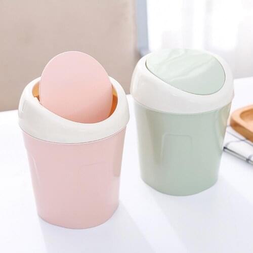 Creative Mini Flip Lid Home Living Room Desktop Bedside Plastic Trash Can Garbage Bin Mini Waste Bins Office Kitchen Storage