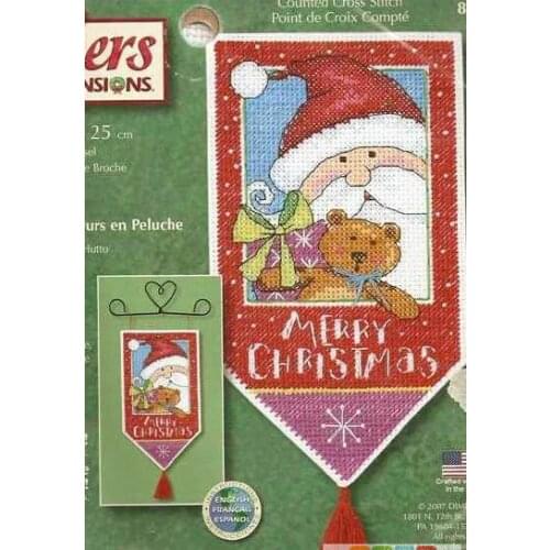 Mini Banner Merry Christmas Santa Bear 14 Count cross stitch kits for embroidery set to cross stitching needlework house decor