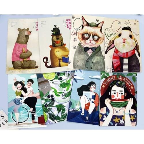 A5 Size Fashion Girl School Notebook Creative Students Memo Notes Cartoon Toy Cat Print Journal Planner Notes Novelty Gift