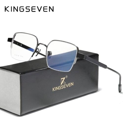 KINGSEVEN Pure Titanium+Acetate Optical Glasses Half Frame Men 2020 Square Myopia Prescription Eyeglasses Male Metal Eyewear