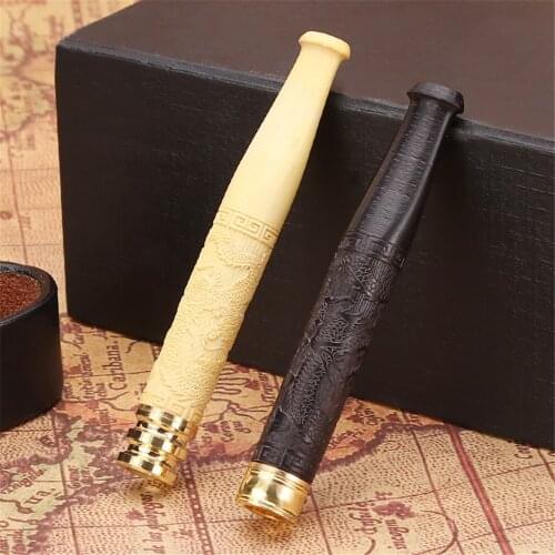 Portable Tobacco Pipe Recycle Cleanable Wood Grain Wood Cigarette Holder Mouthpiece Filter Smoking Tools Men Wooden Pipe Gifts