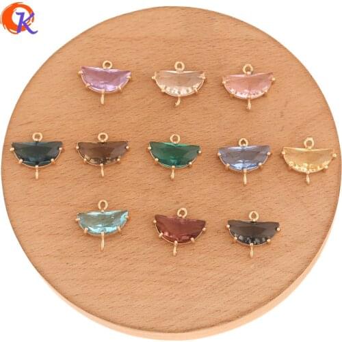 Cordial Design 50Pcs 14*16MM Jewelry Accessories/DIY Making/Crystal Connectors/Semicircle Shape/Hand Made/Earring Findings