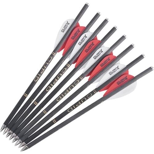 21.3cm Diameter 6mm Pure Carbon Crossbow Arrow with 2 Feathers Small Bolts for Tactical Hunting Archery Shooting