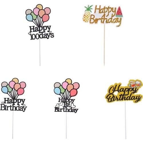 Happy Birthday Cake Topper Air Balloon Cupcake Topper For Kids