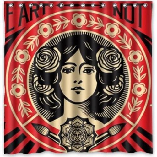 Bathroom Products Polyester Fabric Shepard Fairey Graffiti Printed Shower Curtains Waterproof Washable Curtain 72"*72"