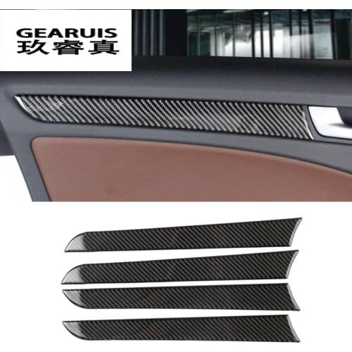 Car styling Carbon Fiber Interior Handle Covers Trim Door Bowl Stickers decorative for Audi a4 B8 2009-2016 auto accessories