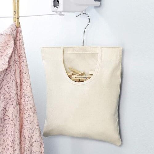 Clothespin Hanging Bag, Large Opening Storage Bag with 360° Rotating Hook for Bathroom, Balcony