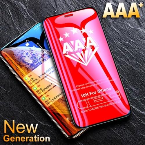 Full Cover Curved edge Screen Protector on For iPhone X Xr Xs 11 Pro Max Tempered glass on iPhone 6 6s 7 8 Protective Glass Film