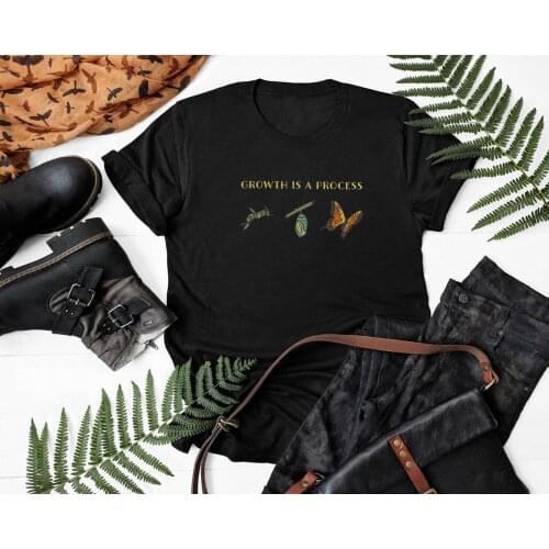 GROWTH IS A PROCESS t shirt women unisex casual grunge cotton funny tumblr street style camisetas aesthetic graphic tee top fit