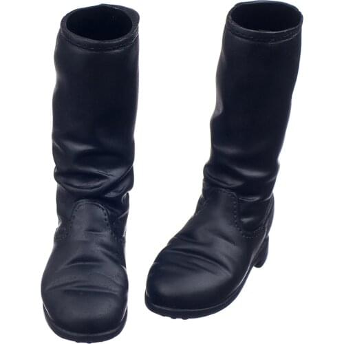1 Pair Black 1/6 Scale Flat Long Boots Shoes Accessories for 12 inch Female Action Figure Body Ornaments