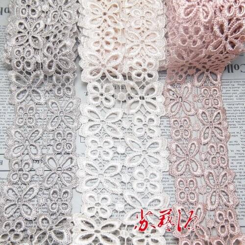 1 yard 60/74/57mm width camel,cream,old pink water soluble embroidery lace trim sewing bedding fabric accessories