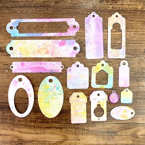 10Pcs Mini Tag Label Card Metal Cutting Dies Decorative Scrapbooking Steel Craft Die Cut Embossing Paper Cards Photo Stencils