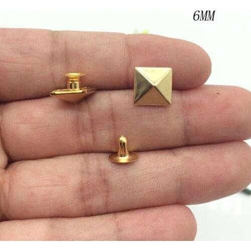 100 Pieces/Batch 6mm Pyramid Square Base Nail Punk Clothing Rivet Cap Stud Cap Leather Craft Rivet Accessories