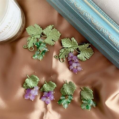 2021 aAncienne Plante Baroque Verte Pourpre Broche De Raisin Pour Femmes Accessoire