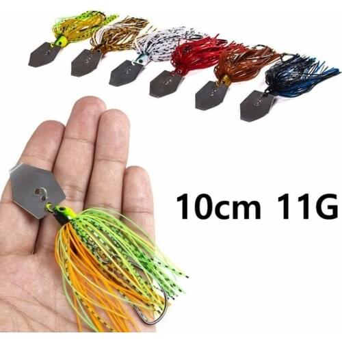 6pcs 11g Chatterbait Blade Bait With Rubber Skirt Buzzbait Fishing Lures Tackle Rotating Fish Simulation Bait