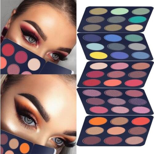 9 Color Nine Squares Matte Bright Eyeshadow Tray Waterproof Not BloomingNatural Long Lasting Glitter Eyes Makeup Cosmetic TSLM1