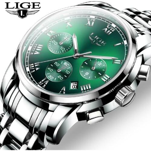 2020 New Fashion Mens Watches LIGE Top Brand Luxury Business Quartz Watch Mens Stainless Steel Waterproof Chronograph Wristwatch