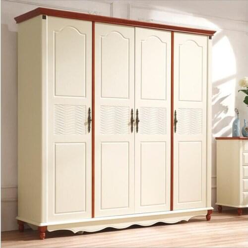 American country style wood wardrobe closet bedroom furniture four doors large storage closet p10255