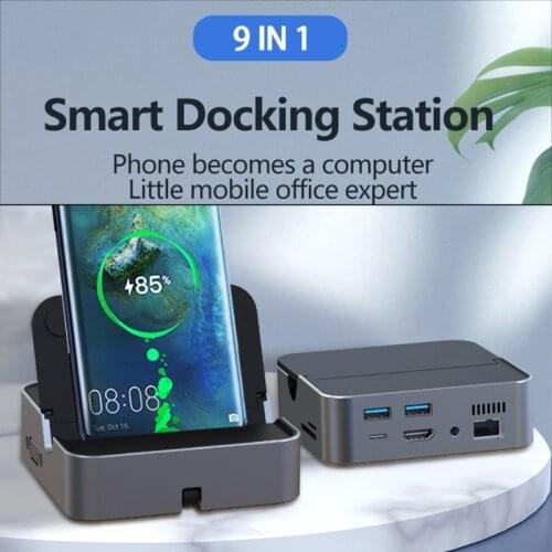 Multifunctional 9 in 1 Dock Station with Base USB C 4K USB 3,0 HUB Adapter